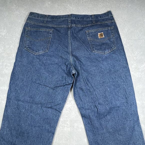 Carhartt Jeans Relaxed Fit Men’s Size 44X 32 Dark Blue Denim Straight Leg Baggy - Picture 9 of 13